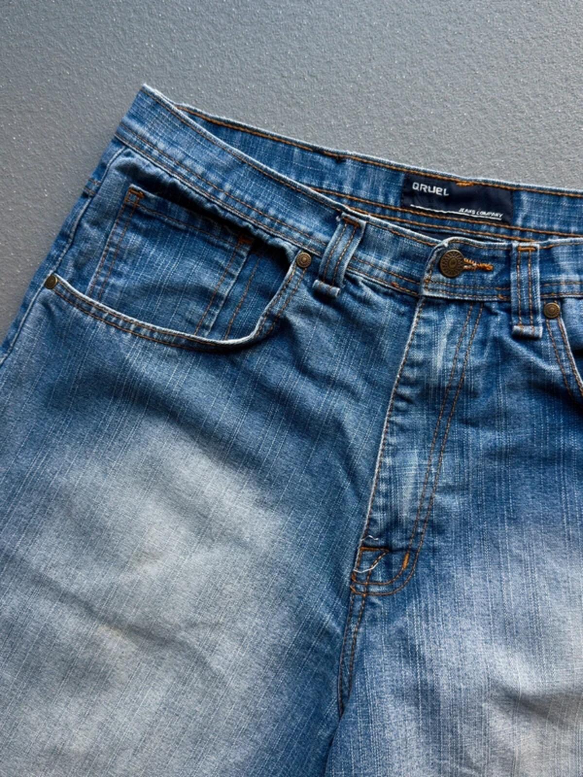 Y2K Baggy Denim Faded Shorts Qruel 36