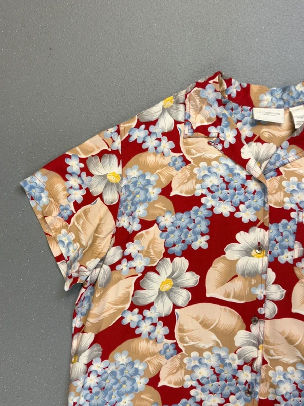 Liz Claiborne Oriental Floral Boxy Shirt XL Ladies
