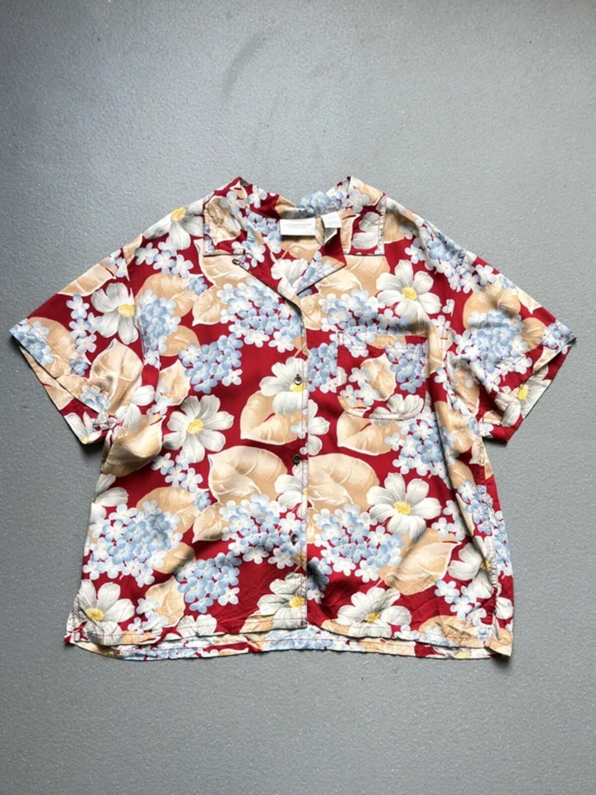 Vintage Liz Claiborne Floral Boxy Shirt Blouse XL Ladies