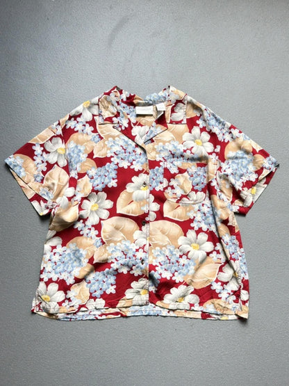 Vintage Liz Claiborne Floral Boxy Shirt Blouse XL Ladies