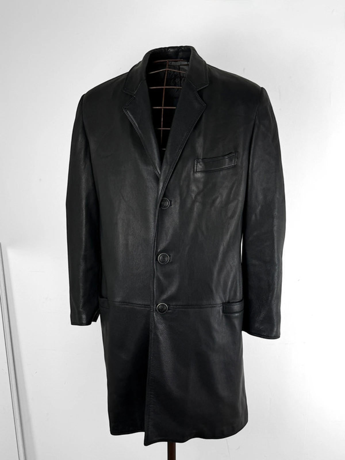 Gianni Versace 90s Soft Leather Trench Coat Medium / Large