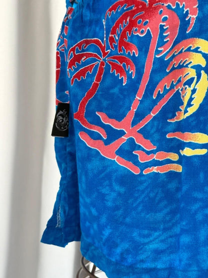 Y2K Hawaiian Blue Print Cropped Cami Top S/M