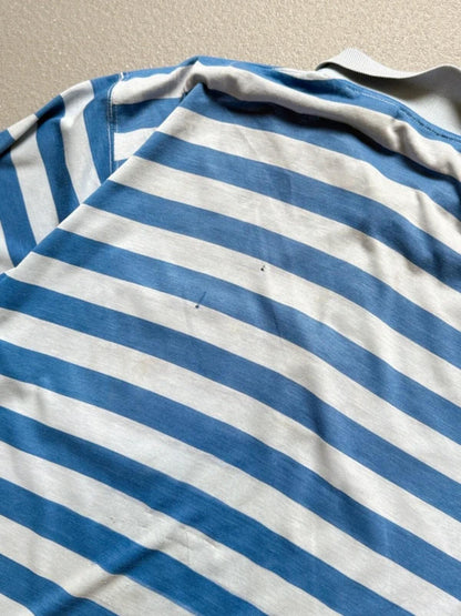 70s Vintage Stripe Polo Shirt Medium Blue Mens