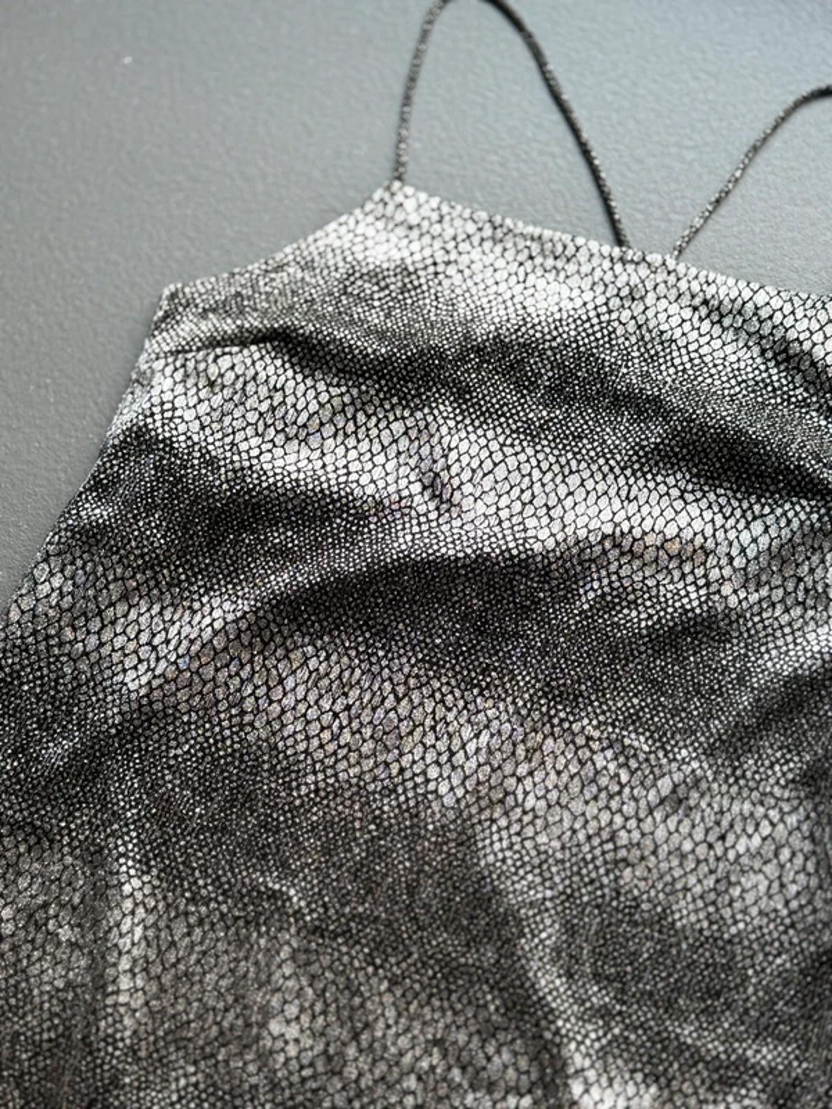 Y2K River Island Cross Strap Silver Dress Size 14