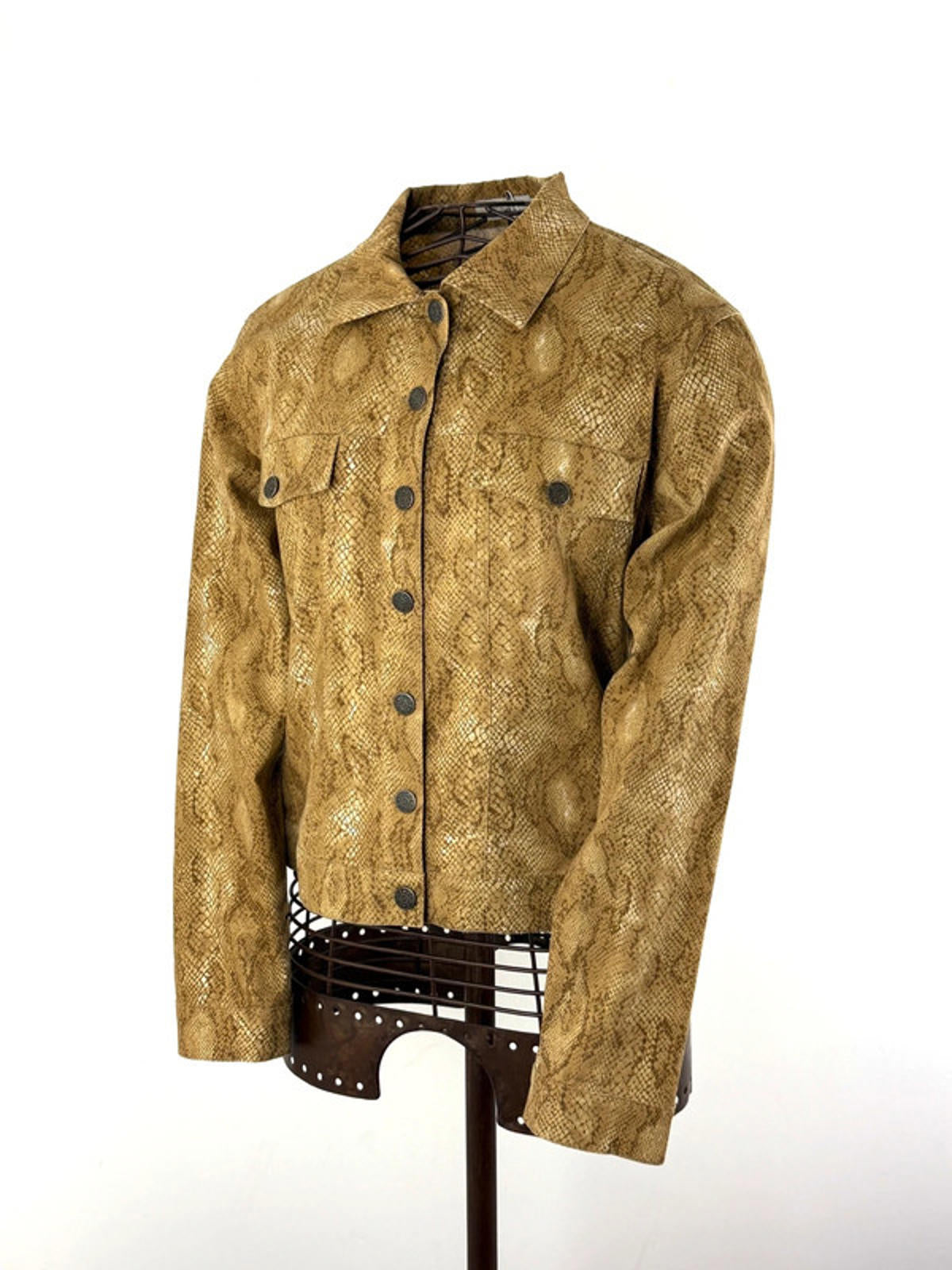 Snakeskin Print Cotton Trucker Jacket Size 12