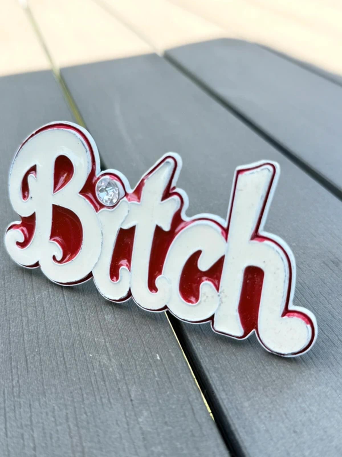 Y2K Bitch Belt Buckle with Diamonte