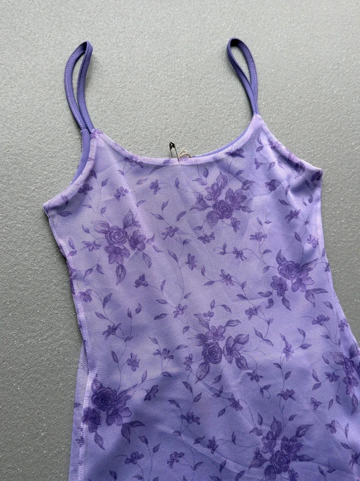 Y2K Asymmetrical Floral Mesh Strap Dress Small