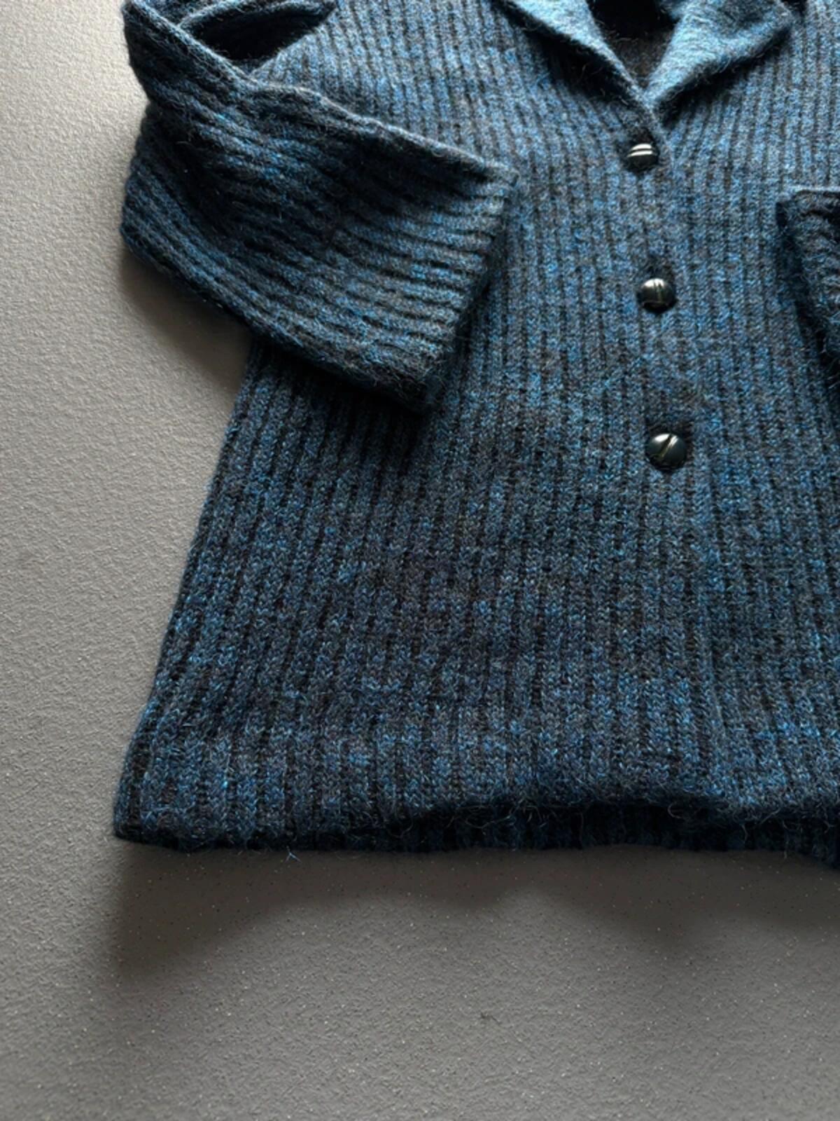 80s Mohair Blue Cardigan Ladies Large