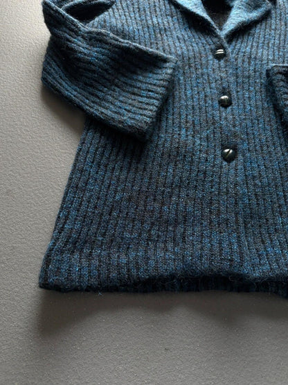 80s Mohair Blue Cardigan Ladies Large