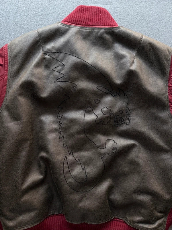 Y2K Armani Jeans Leather & Nylon Bomber Jacket Men’s XL