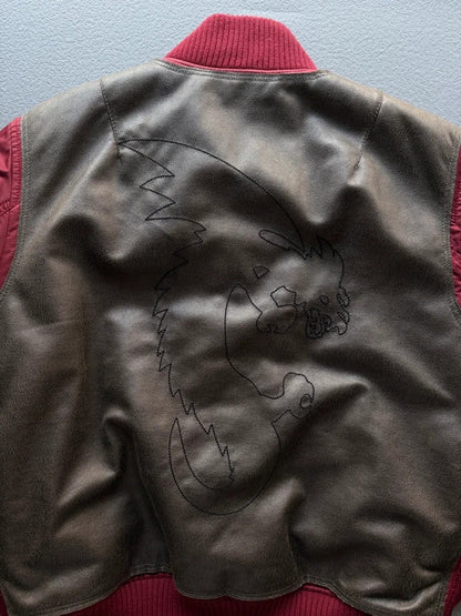 Y2K Armani Jeans Leather & Nylon Bomber Jacket Men’s XL