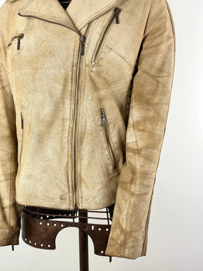 Distressed Look Y2K Perfecto Leather Jacket Size 12