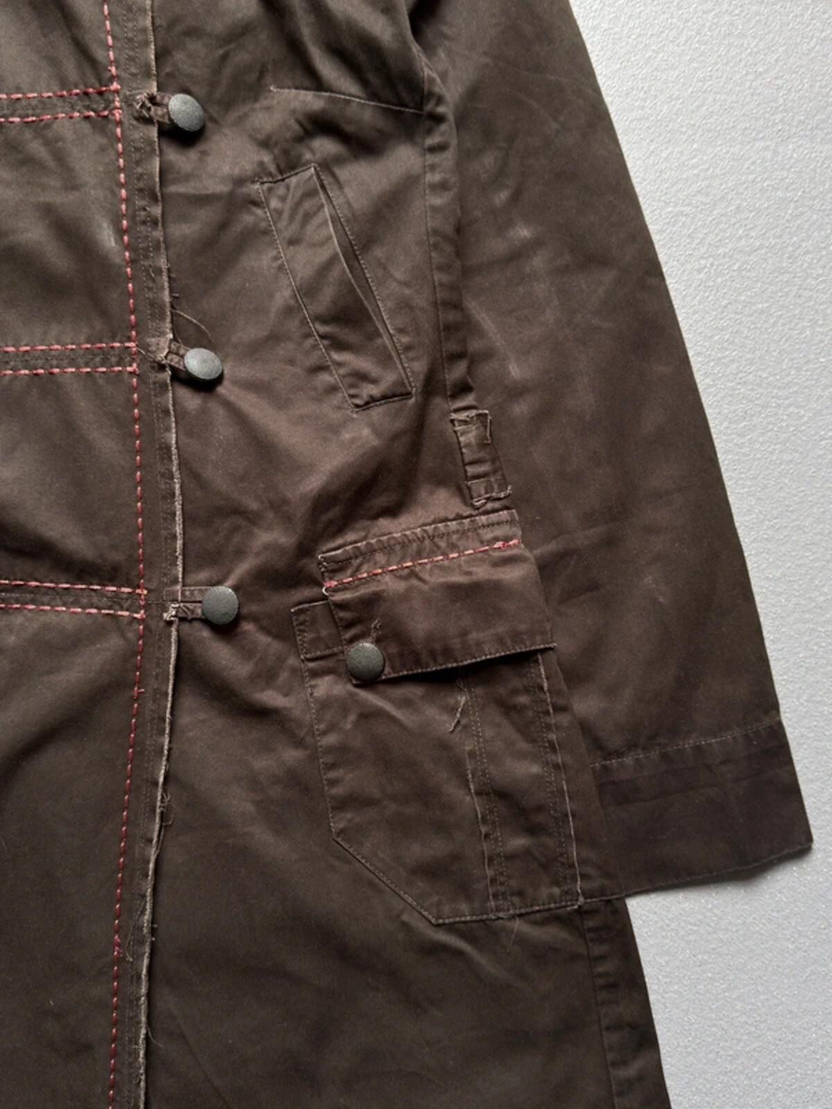 Y2K Brown Utility Parka Coat Size 8 Glitter Embroidery