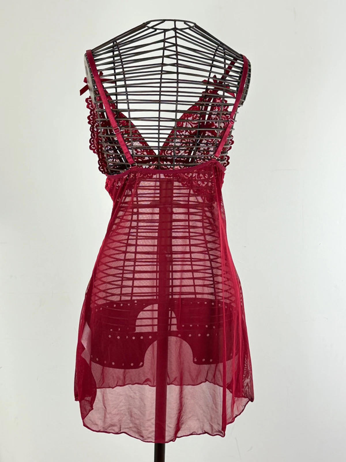 Sheer Lace Babydoll Slip Dress Y2K Large