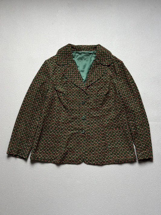 70s Vintage Corduroy Floral Blazer Large Ladies