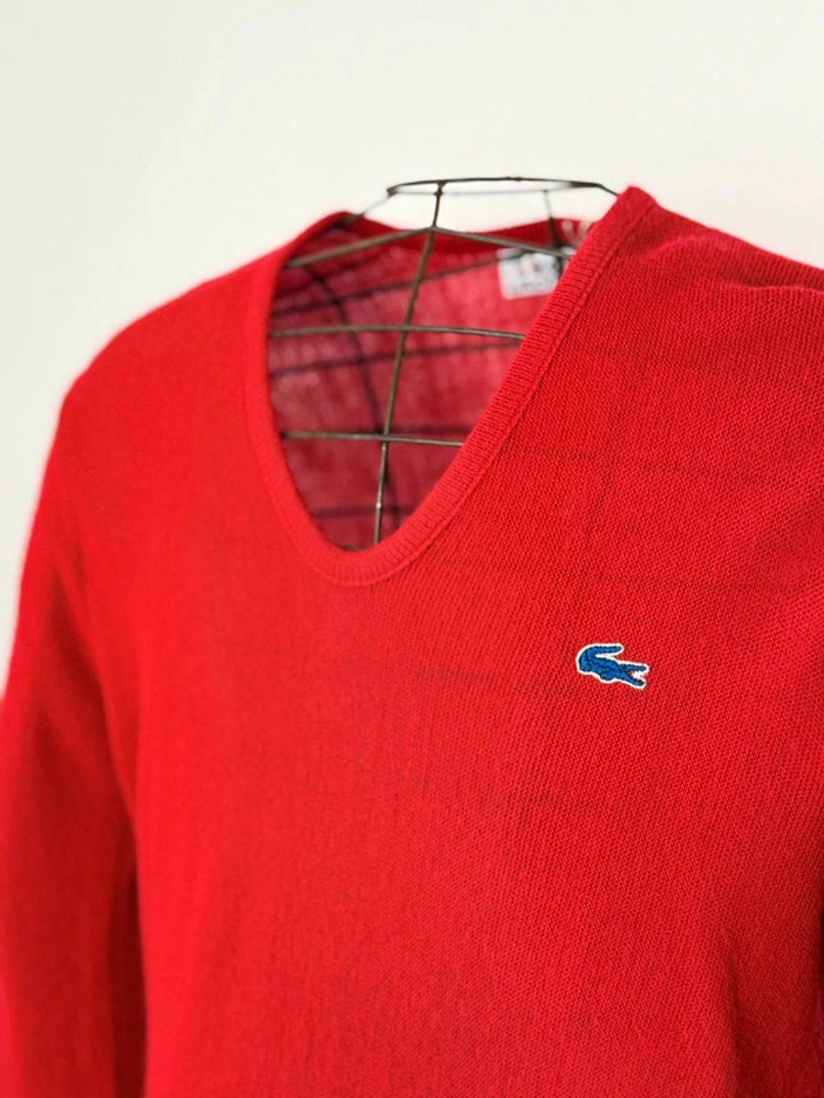 Lacoste 80s Casual V Neck Acrylic Knit Jumper Large