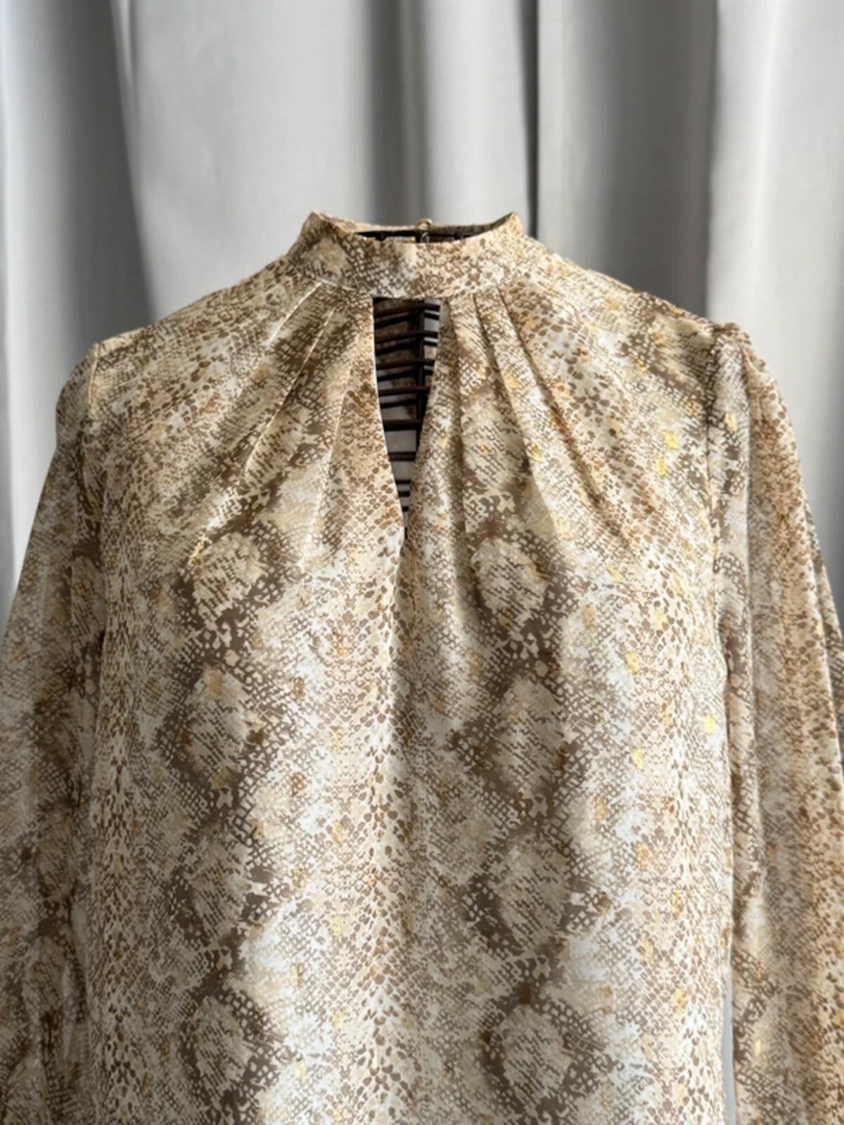 Y2K Dorothy Perkins Snake Print Keyhole Long Sleeve Top Size 10