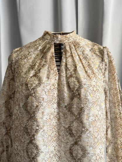Y2K Dorothy Perkins Snake Print Keyhole Long Sleeve Top Size 10