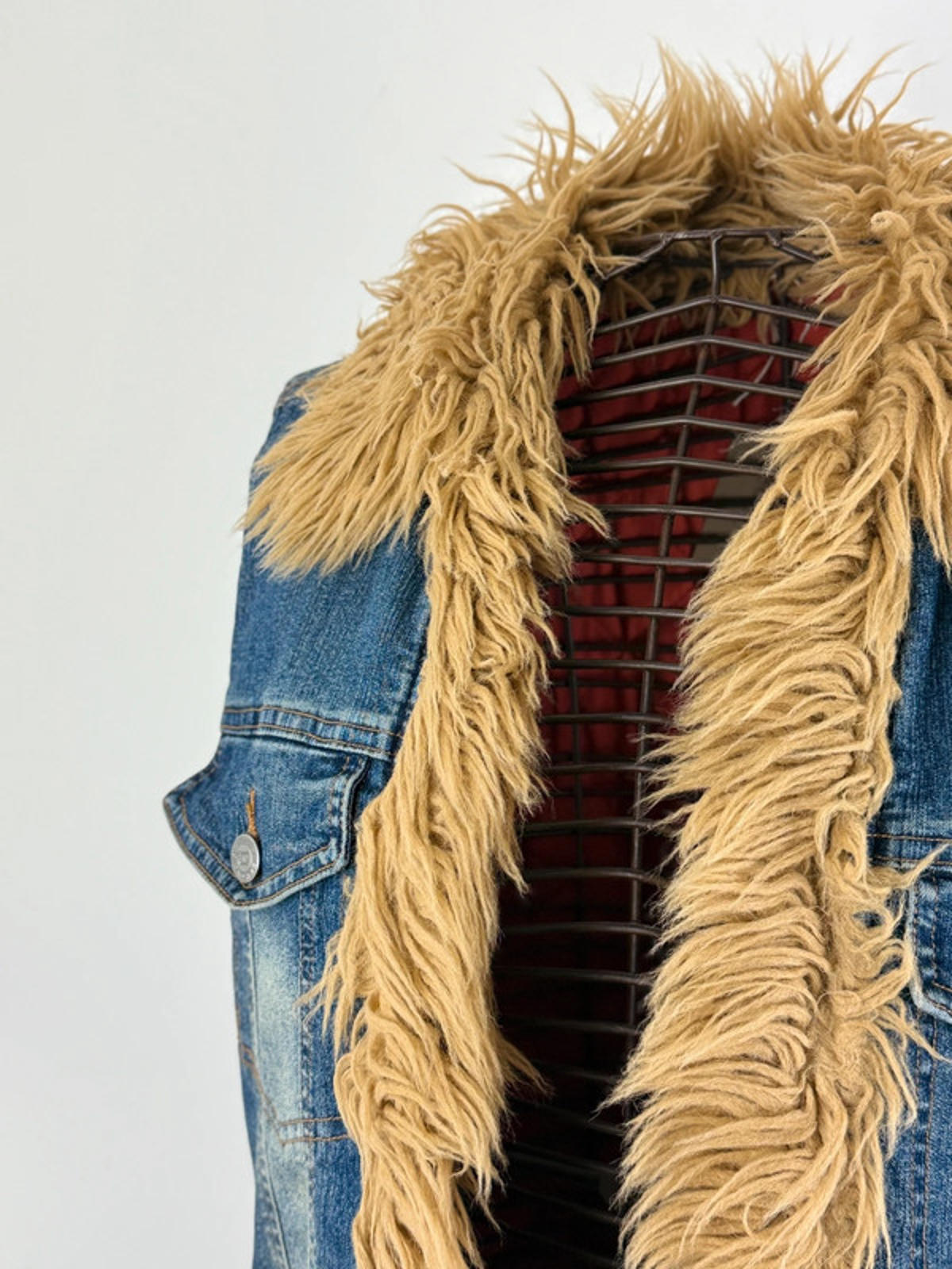 Y2K Afghan Denim Vest Gilet Medium