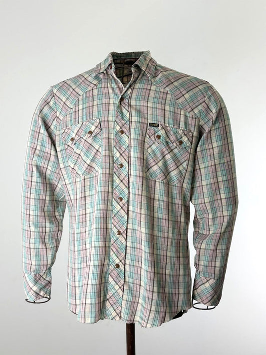 70s Wrangler Pearl Snap Button Shirt Medium Western