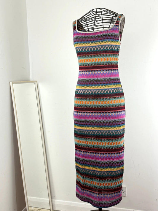 90s Sleeveless Long Woven Dress Medium