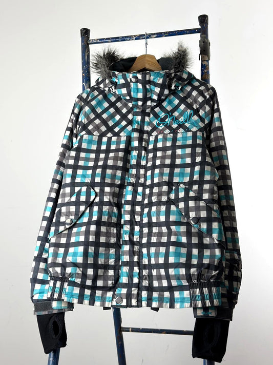 O'Neill Ski Jacket XL Ladies Y2K Check Baby Blue