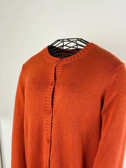 Orange Knitted Cardigan LL Bean Medium