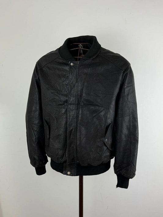 Vintage Leather Flight Bomber Jacket Large 70s 80s