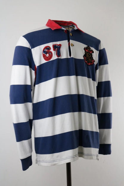 Ralph Lauren Rugby Shirt Striped Large Polo Navy Prep