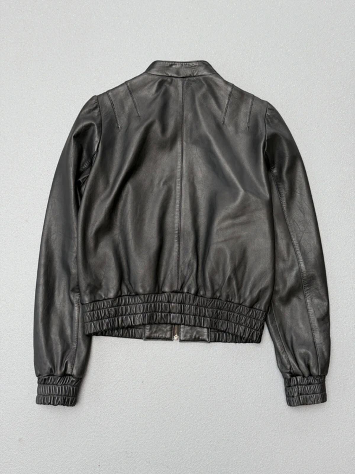 Mexx Y2K Lamb Leather Bomber Jacket Size 16 Black