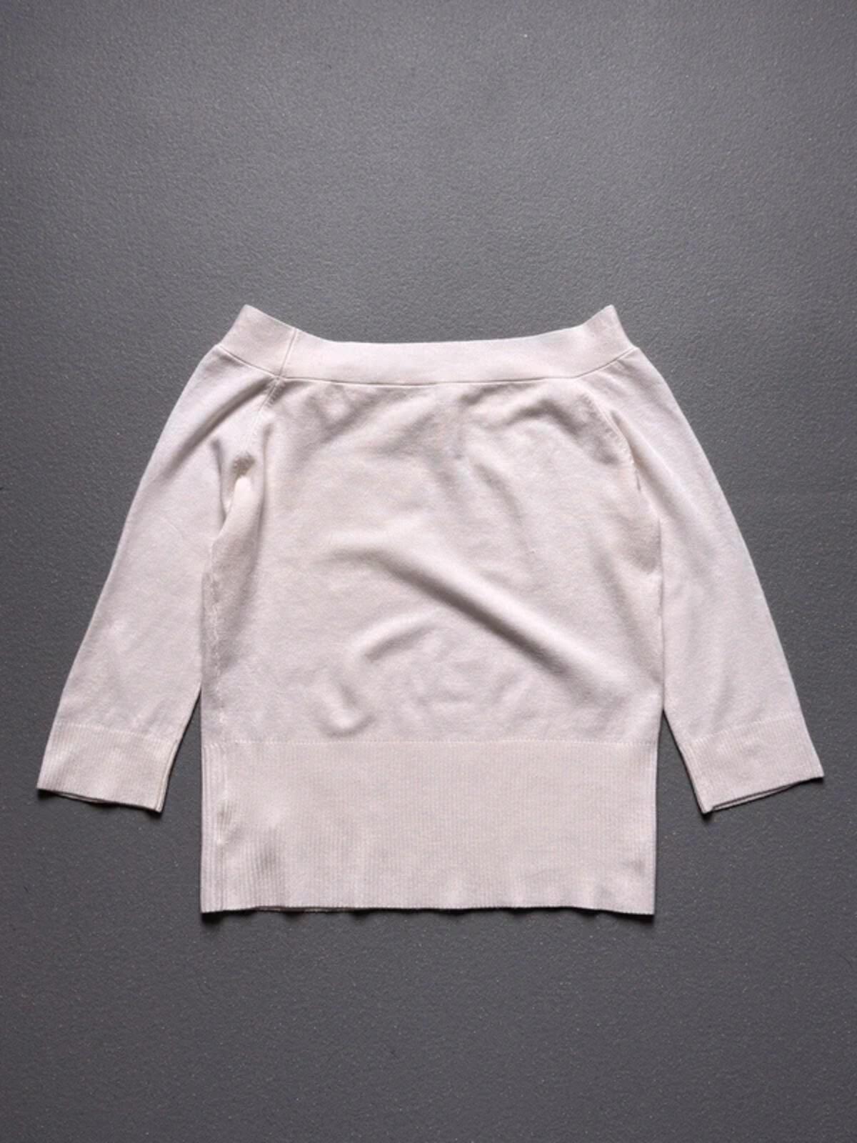 Etam Y2K Off Shoulder Bow Cream Knit Jumper Size 16