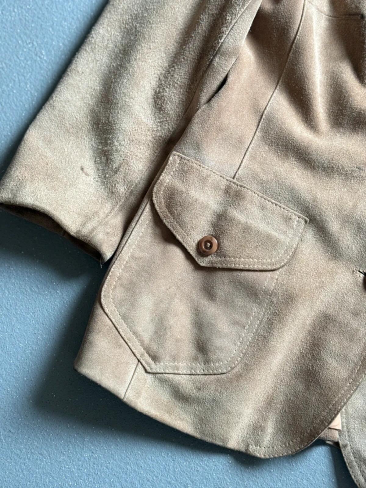 70s Suede Coat Size 18 Beige Brown Made in England
