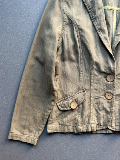 Y2K Linen Blazer Khaki Green Size 14
