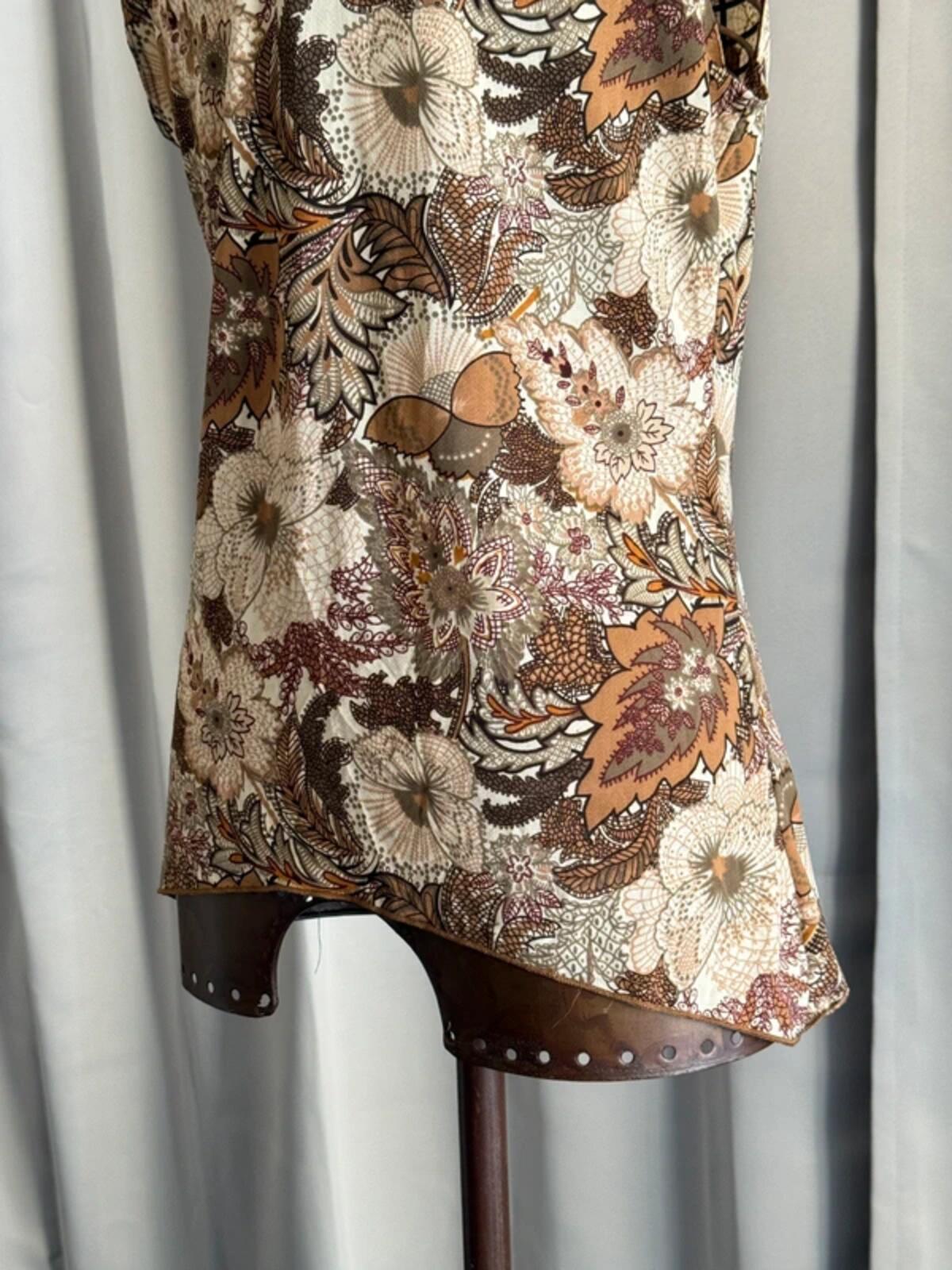 Y2K Boho Botanical Print Vest Top Large