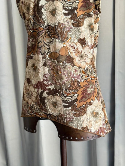Y2K Boho Botanical Print Vest Top Large