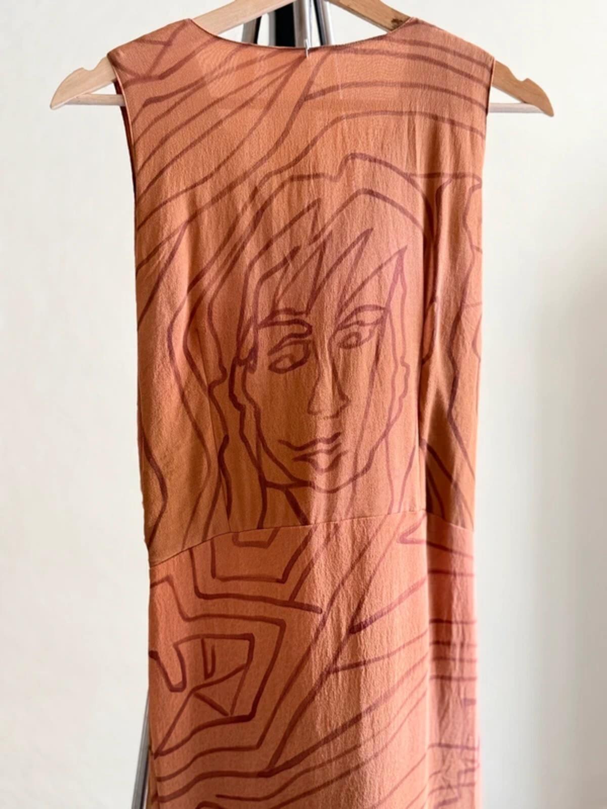 90s Vintage Abstract Sleeveless Mesh Dress Size 8/10
