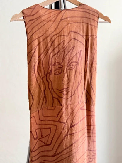 90s Vintage Abstract Sleeveless Mesh Dress Size 8/10