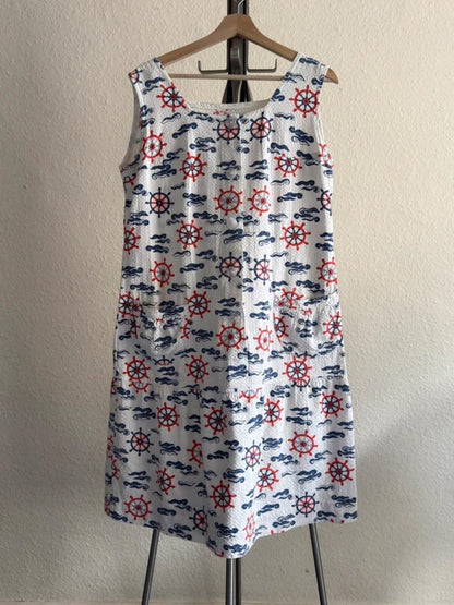 Vintage Nautical Sea Print House Dress Large