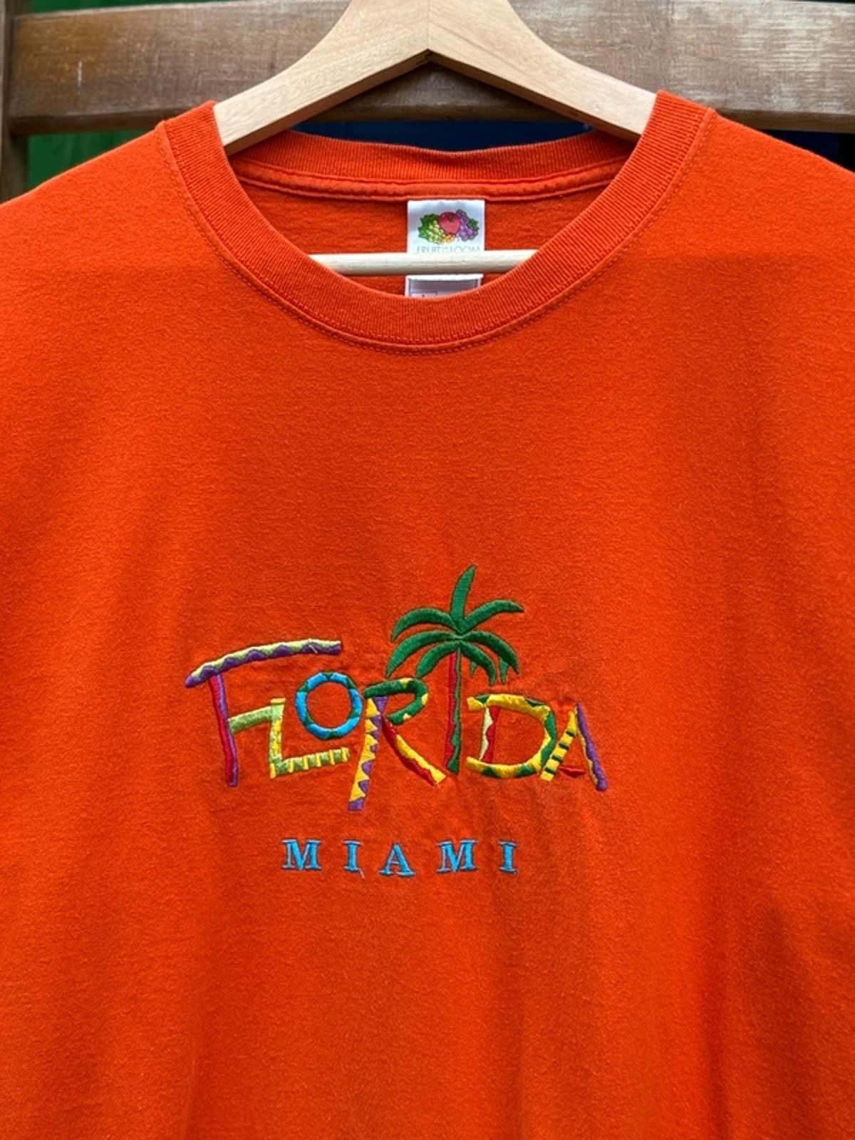 Miami Florida Orange Vintage 90s T Shirt Large
