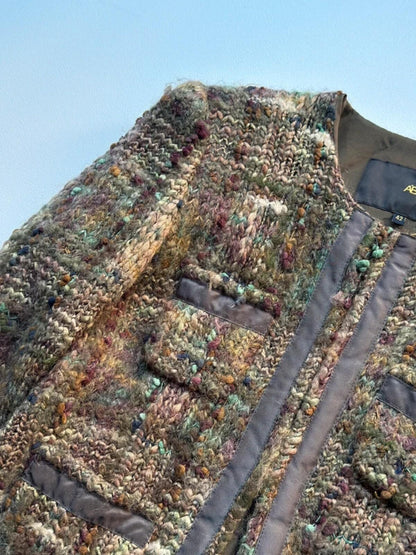 Vintage Bouclé Tweed Cropped Jacket Multicolour Textured Blazer