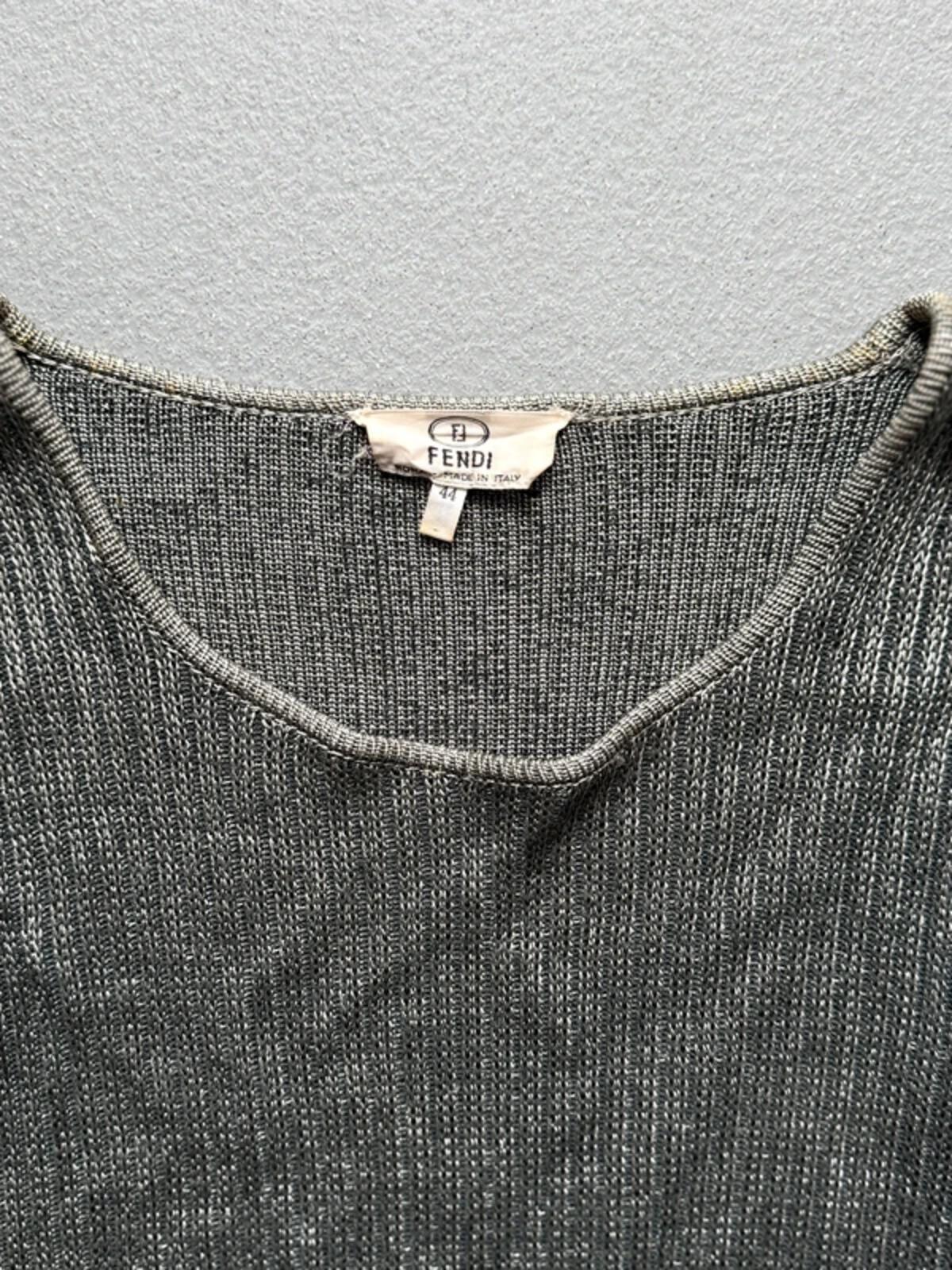 Fendi 80s Silver Short Sleeve Knit Jumper Size 14
