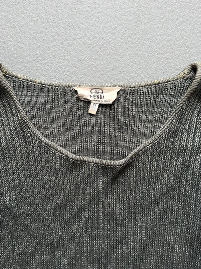 Fendi 80s Silver Short Sleeve Knit Jumper Size 14