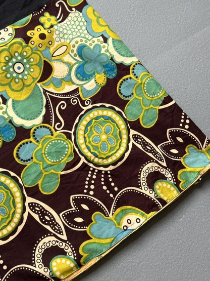 Y2K Brown & Green Floral Cotton Wrap Skirt One Size