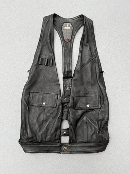 Vintage Leather Utility Vest Jopej