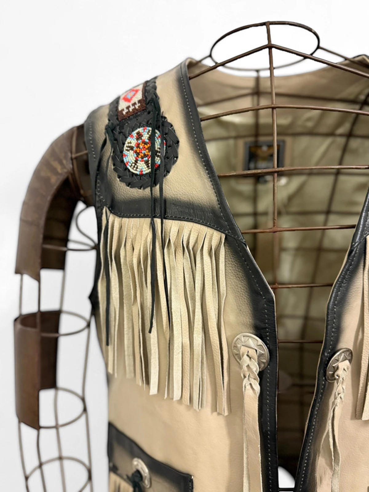 Western Cowboy Native Leather Vest Large