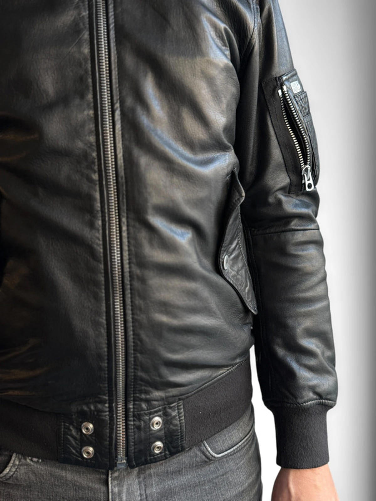 Diesel Sheepskin Real Leather Bomber Jacket Medium