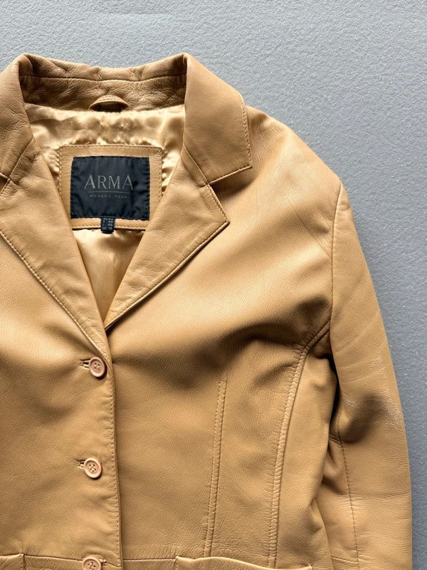 ARMA Buttery Beige Leather Jacket – Women’s UK 16