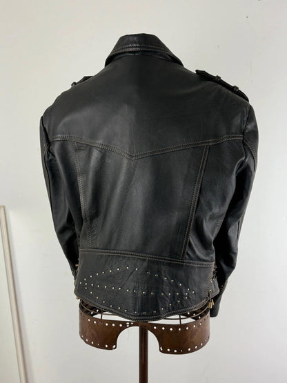 Vintage Biker Leather Jacket Western Style XL Ladies