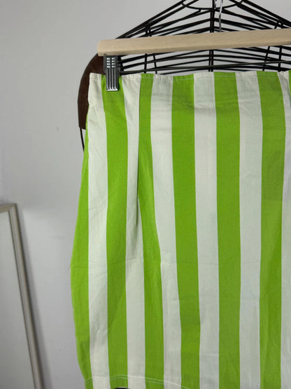 Vintage Green Stripe Fitted Skirt Size 8