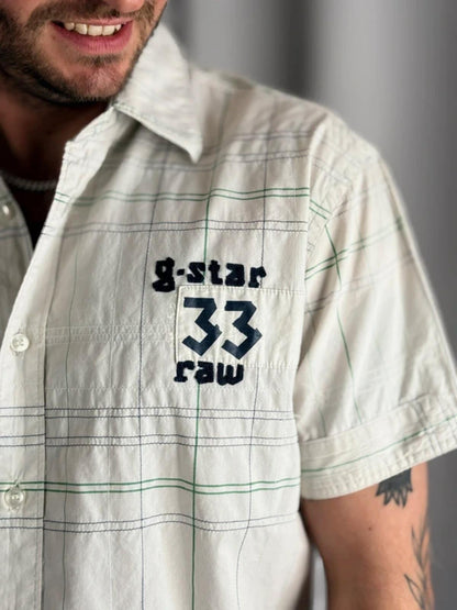 G Star Raw Y2K Short Sleeve Check Shirt Large